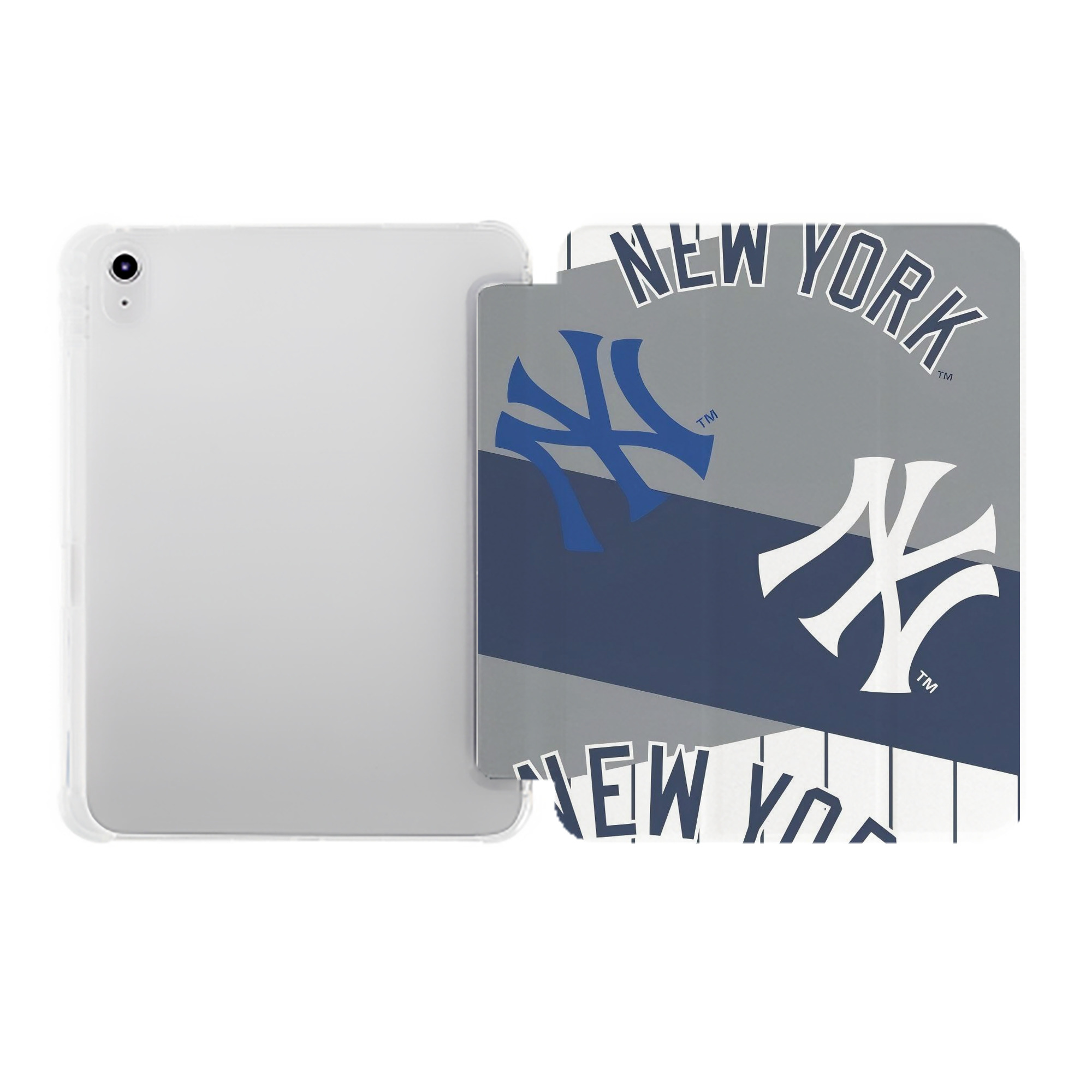 New York Yankees 133 Premium Tri-Fold PU Leather & Silicone IPad Case With Pencil Slot – Fits 9.5,10.5,10.9 – Adjustable Stand, Slim, Protective